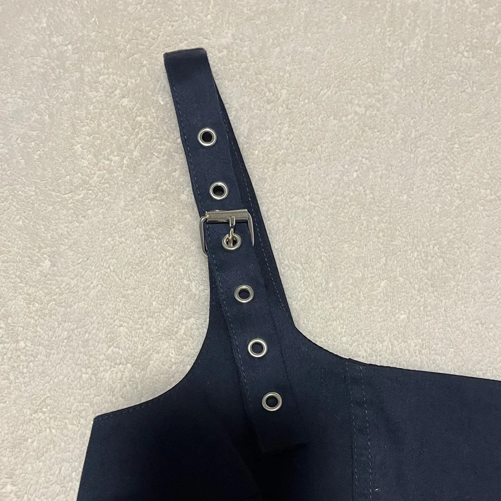 NWT Anthropologie Maeve Navy  Mini Dress Buckle Strap Accent Side Zip Size XS - Picture 2 of 5